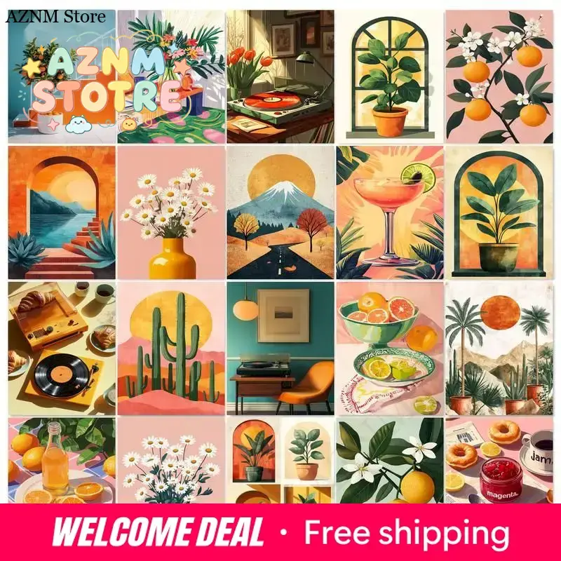 Art Craft Adult - GATYZTORY 프레임 DIY 숫자 그림 꽃