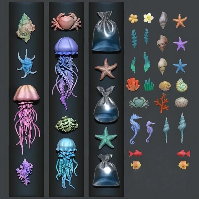3D 오션 시리즈 해파리 불가사리 조개 투명 매니큐어  - Art Craft Jellyfish 리뷰 및 가격