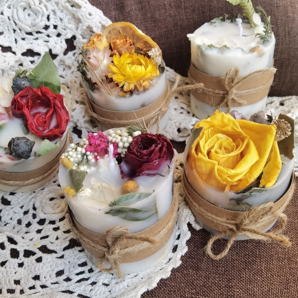 예술적 말린 꽃 아로마 테라피 촛불, 영원한 장미 아로 - Soy Candle Fragrance Oil 리뷰 및 가격